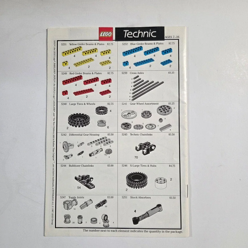 LEGO Mail Order Service Catalog Vintage 1987 Technic Brochure Manual Blue Red